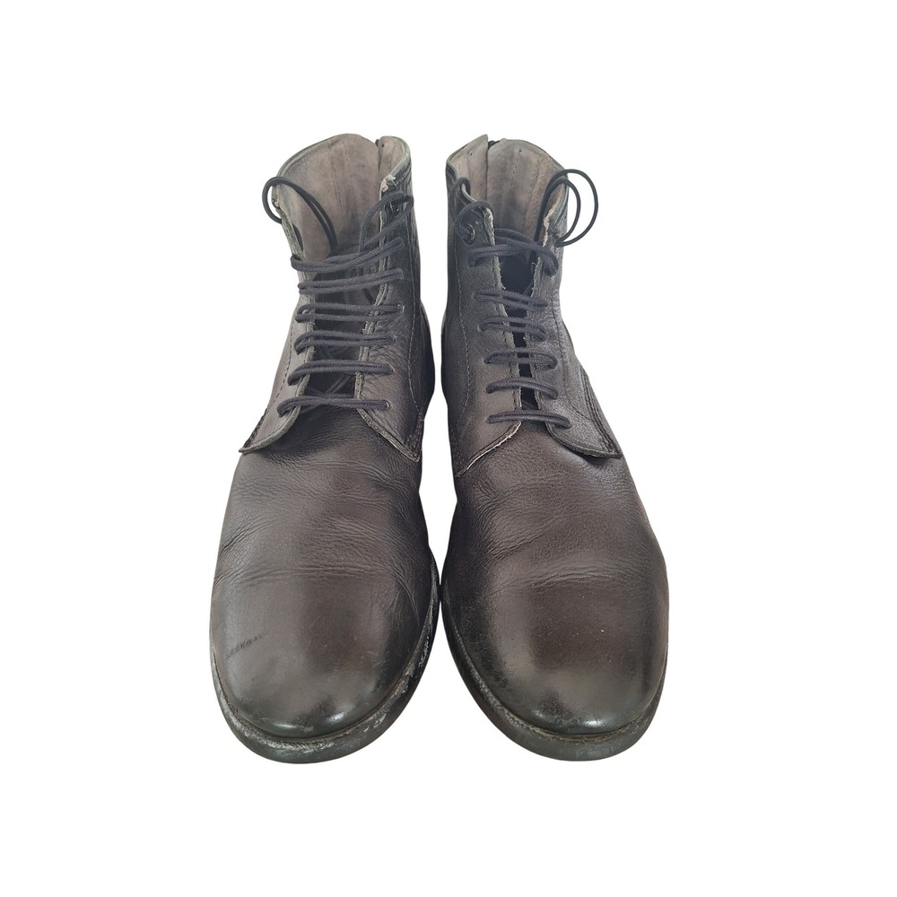 Diesel Black Lace Up Leather ‎ Ankle Boots Zip Up Size 10 US/43